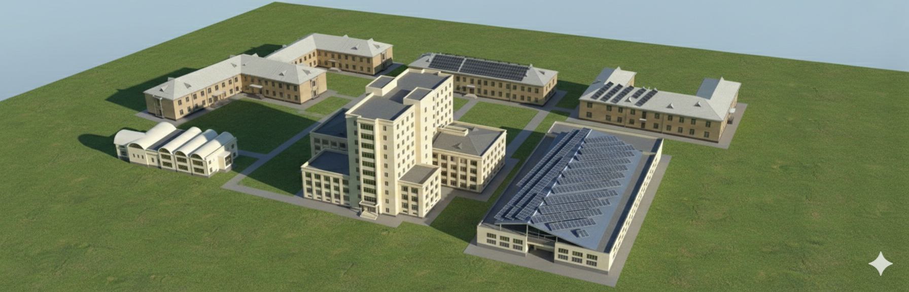 3d ko'rinishi asosiy o'quv va boshqaruv binolari